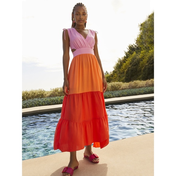 Dresses & Skirts - Color Blocked Dress with Side Cut Outs